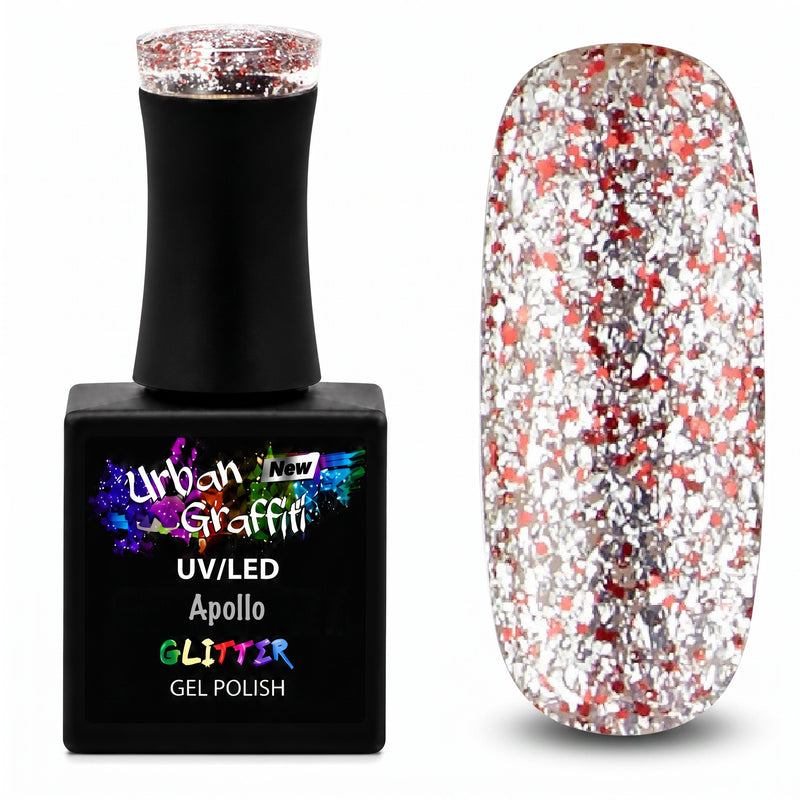 Apollo - UGGP-A0907 Urban Graffiti sarkans un sudraba mirdzošs želejas nagu laka 15ml
