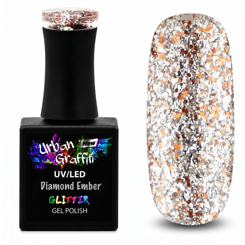 Diamond Ember - UGGP-A0911 Urban Graffiti sudraba un zelta mirdzošs želejas nagu laka 15ml