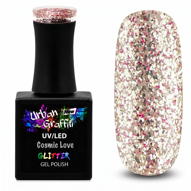 Cosmic Love - UGGP-A0916 Urban Graffiti zelta un sarkana mirdzoša želejas nagu laka 15ml
