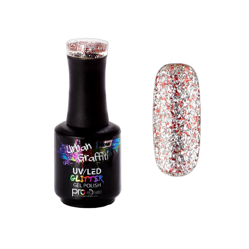 Apollo - UGGP-A0907 Urban Graffiti sarkans un sudraba mirdzošs želejas nagu laka 15ml